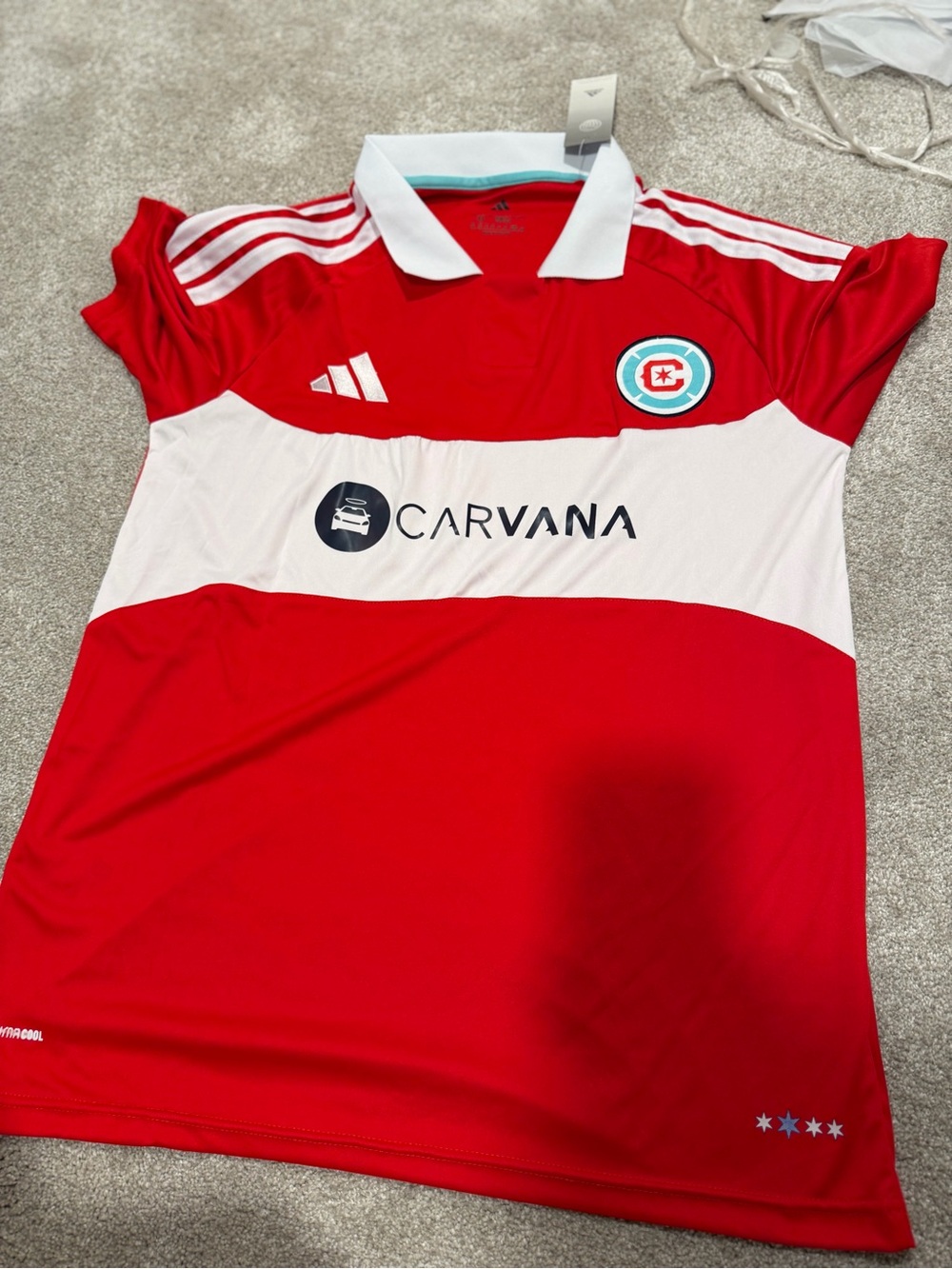 Adidas men’s Chicago fire Lewandowski slim fit soccer jersey